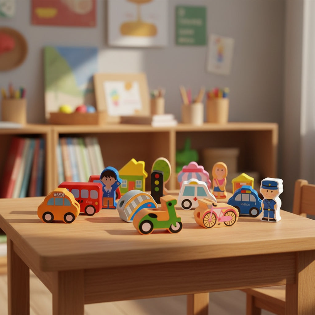 Transport Treading Toy - Wooden Educational Montessori Learning - Tiny Explorers Club