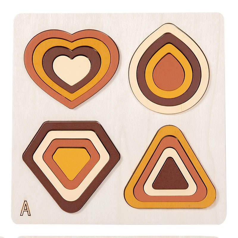 Wooden Geometric Shapes Game Montessori Jigsaw - Tiny Explorers Club