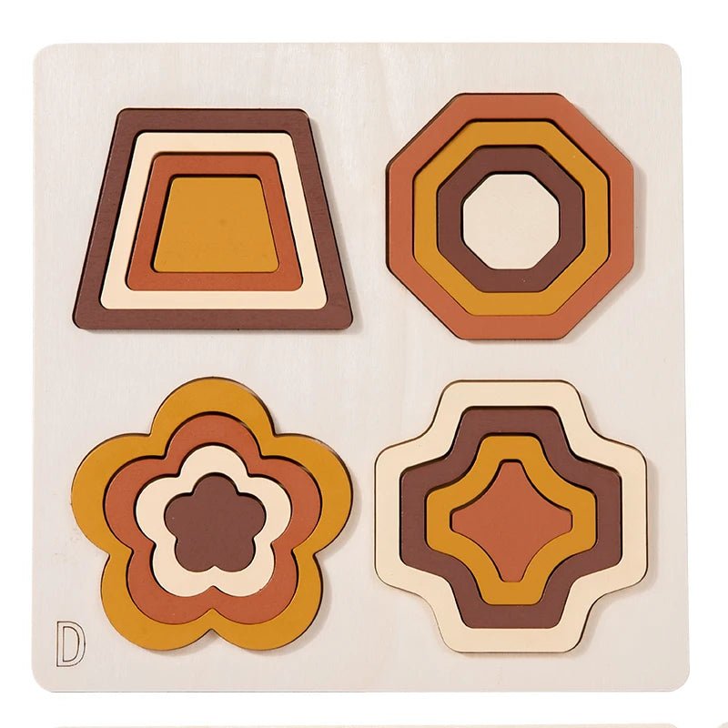 Wooden Geometric Shapes Game Montessori Jigsaw - Tiny Explorers Club