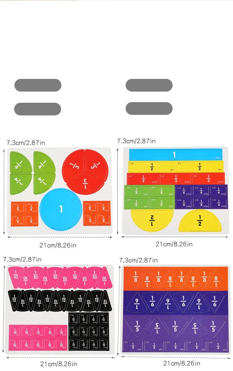 Wooden Math Fraction Learning Set With Cards - Tiny Explorers Club