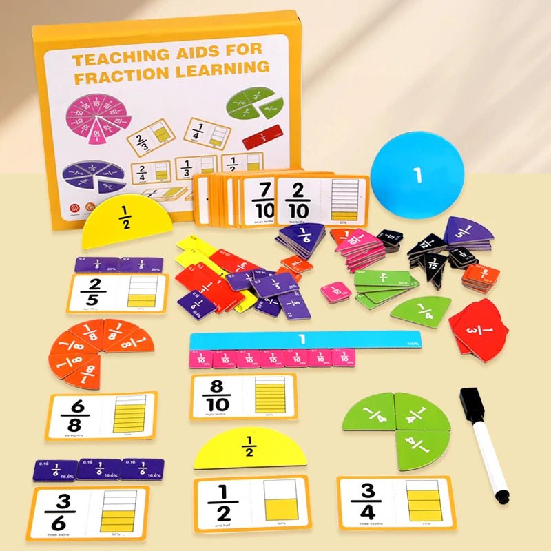 Wooden Math Fraction Learning Set With Cards - Tiny Explorers Club