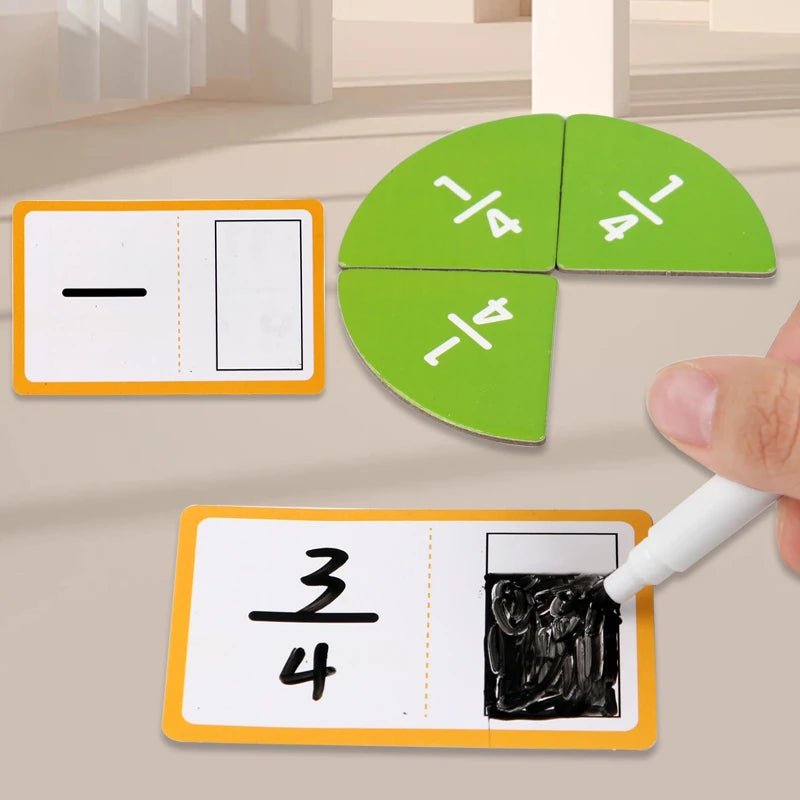 Wooden Math Fraction Learning Set With Cards - Tiny Explorers Club