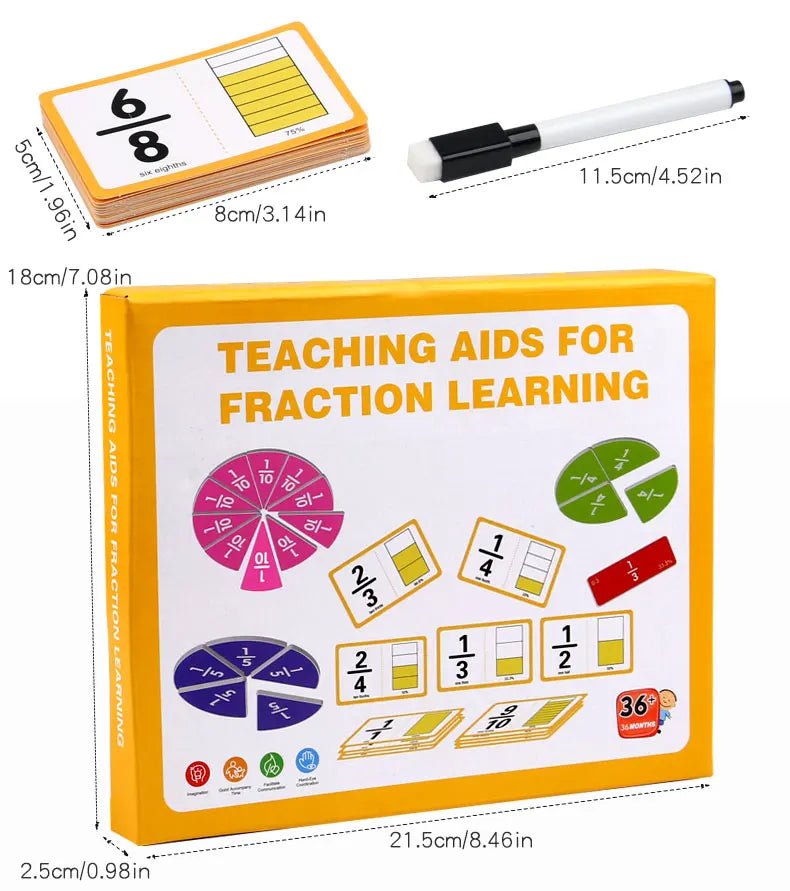 Wooden Math Fraction Learning Set With Cards - Tiny Explorers Club