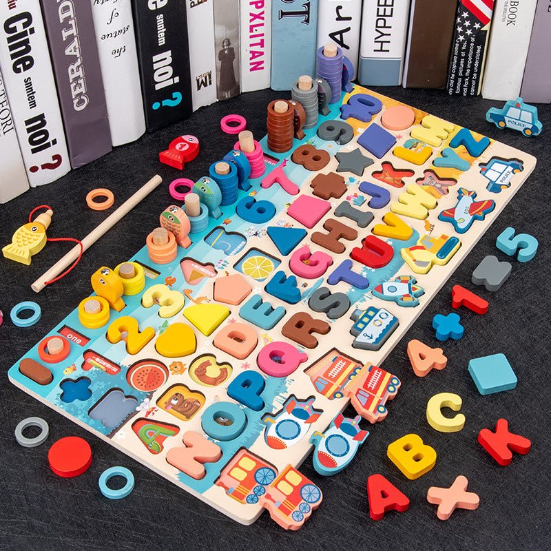 Wooden Montessori Learning Shape Colour Maths and Counting Jigsaw - Tiny Explorers Club
