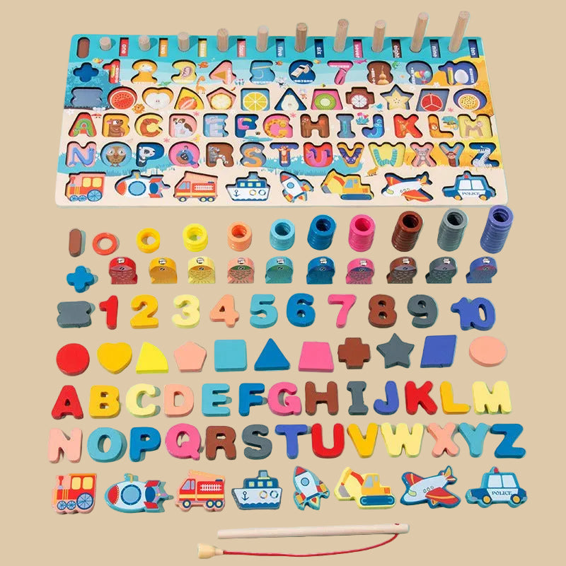 Wooden Montessori Learning Shape Colour Maths and Counting Jigsaw - Tiny Explorers Club