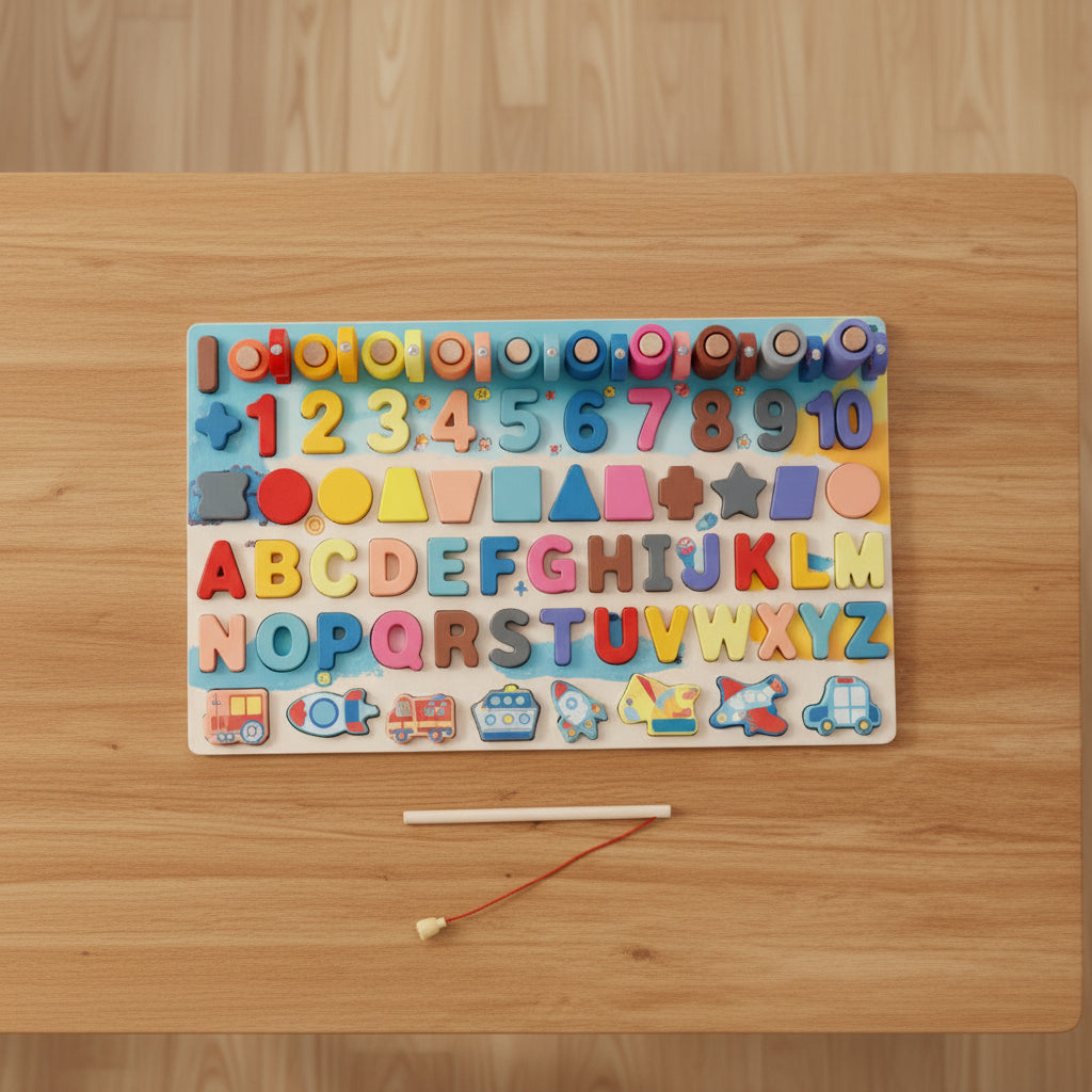 Wooden Montessori Learning Shape Colour Maths and Counting Jigsaw - Tiny Explorers Club