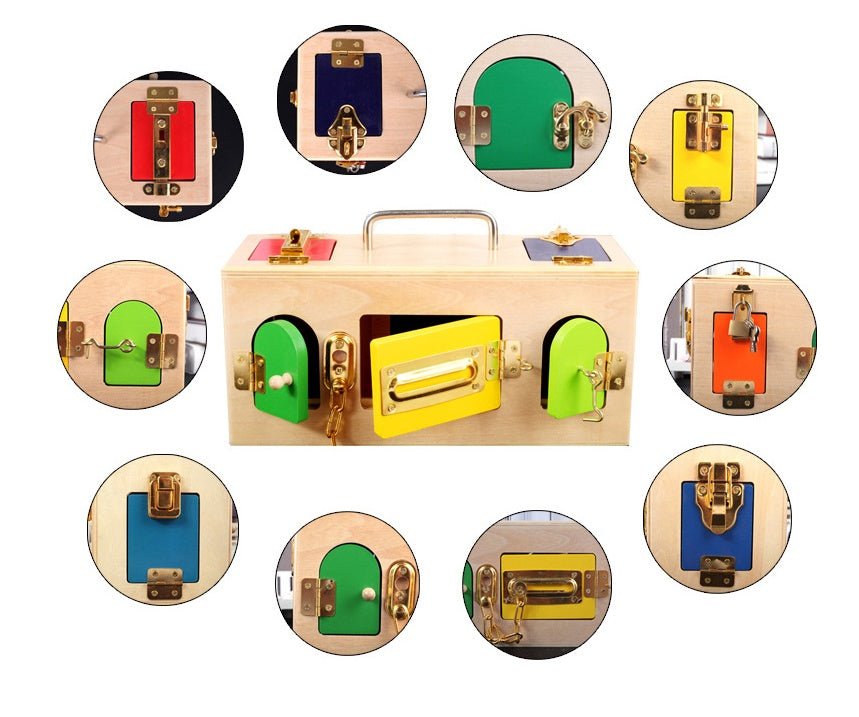 Wooden Montessori Problem Solving Lock Box - Tiny Explorers Club