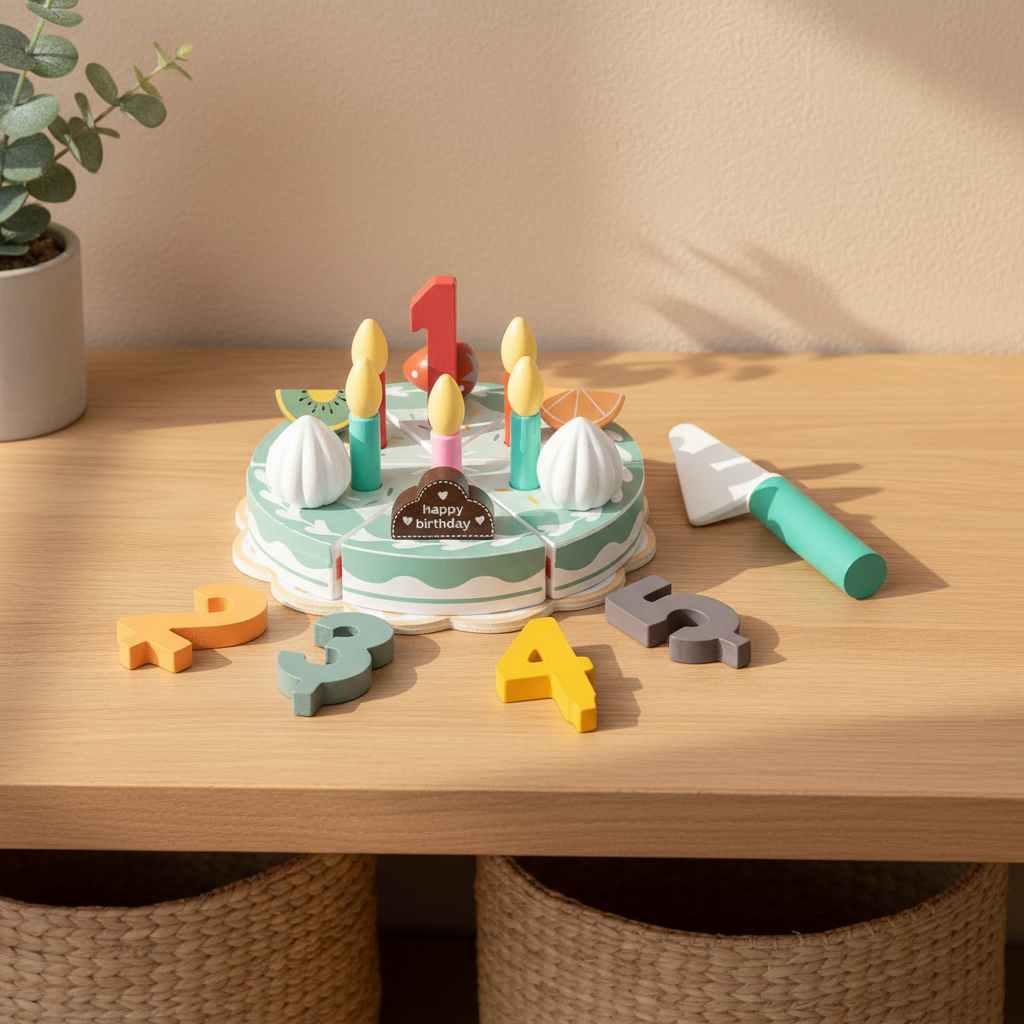 Montessori Wooden Birthday Cake Set | Pretend Play Celebration Toy
