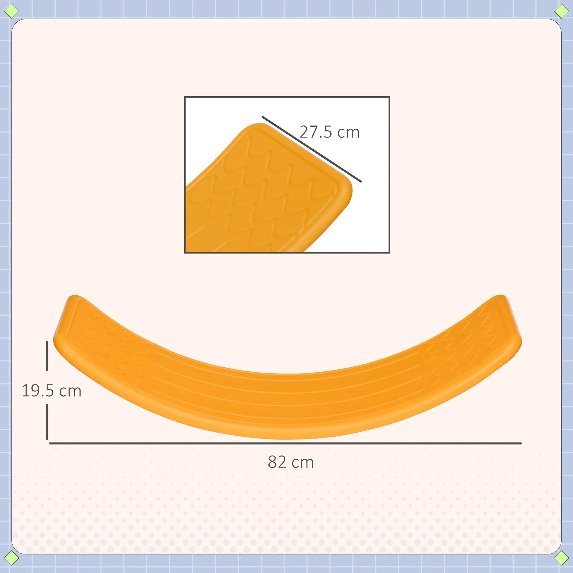 ZONEKIZ Balance Board Kids Wobble Board, Stepping Stone, Montessori Toy For Children, Nursery Toy, For Ages 3-6 Years, 82 X 27.5 X 19.5cm - Orange - Tiny Explorers Club